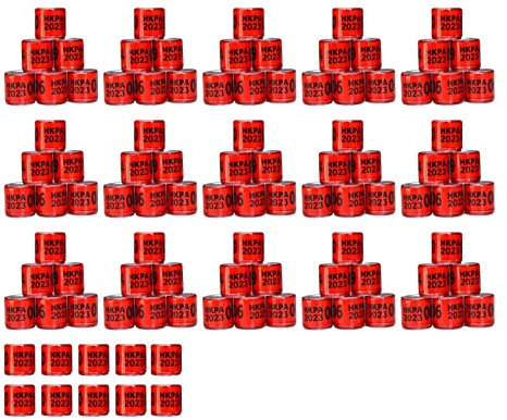 100 Stück Taubenring 8 mm 2023 Taubenbeine, passend für Enten, die meisten erwachsenen Vögel, Geflügel, Rot, Hongkong, 100 Stück