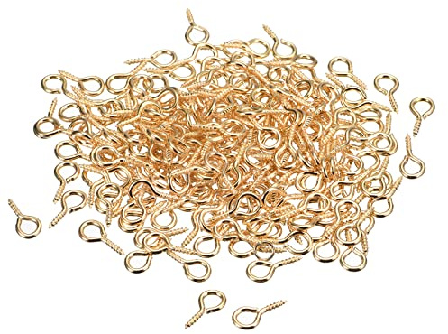 sourcing map 200 Stück Kleine Schraube Augenstifte Haken Mini Ösen Schrauben Gewinde 6.8x13x1.4mm Selbstschneidende Bolzen für Schmuck Herstellung Ergebnisse DIY Handwerk Helle Gold