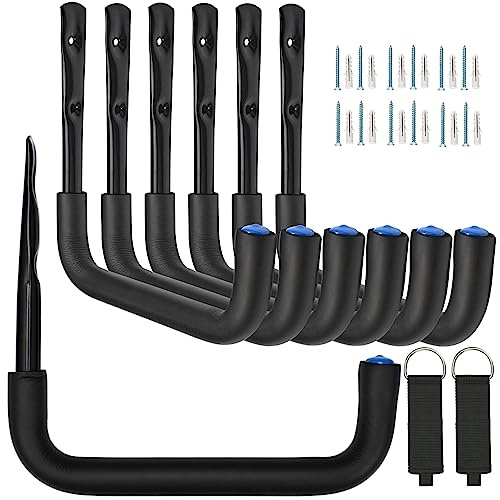 Locawaya Heavy Duty Garage Storage Hooks, Wall Mount Garage Hanger & Organizer, 9.4Inch Storage Hooks for Garden Tools, Ladders, Bikes, Bulky Items, 6 Pack (‎16G-9.4inch)