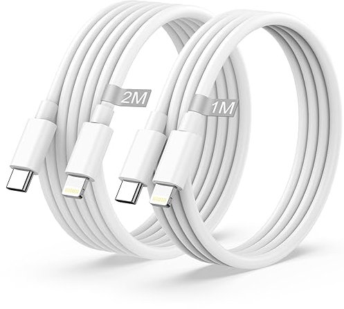 Câble USB C vers Lightning 1M+2M 2Pack[Certifié MFi], Câble iPhone USB C Cable Chargeur iPhone Rapide Câble Lightning USB C Cordon Fil Chargeur pour iPhone 14 Pro Max/14 Plus/13/12 Mini/11/XS/X