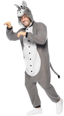 Funidelia Disfraz de burro onesie para adultos, Animales - Traje para adultos para fiestas, Carnaval y Halloween - Talla S-M