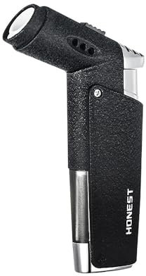 BAILEYU Mini-Fackel Feuerzeug Doppelflamme Modus Einstellbar Jet Flamme und Weiche Flamme Tragbar Nachfüllbar Butan Feuerzeug für Outdoor Indoor Kerze (kein Gas),Black