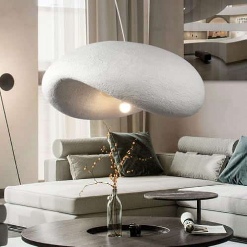 ENXING Moderne Ovale Weiße Kronleuchter Unregelmäßig Wabi-Sabi-Stil Kronleuchter Höhenverstellbar Geeignet Für Schlafzimmer Wohnzimmer Esszimmer Flur E27 (Glühbirne Nicht Enthalten)(40CM)