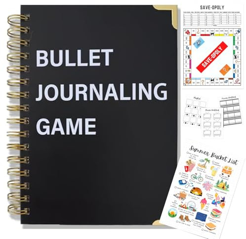 Bullet Journal Game, 21,6 x 27,9 cm, reliure à double spirale, ensemble de suivi des dépenses financières annuelles, liste de seaux d'été, suivi du pointage de crédit, budget mensuel, défi de dette,