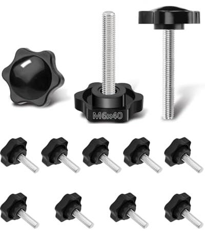 BPTRKOM 10 Stück Rändelschraube - M6 x 40mm Flügelschrauben Sterngriffschraube mit Sterngriff Gewinde Ersetzen Stern Hand,Handanfangschraube,mechanische Verriegelungsschraube