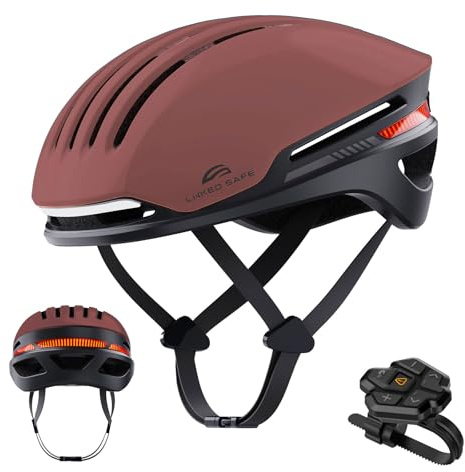 LIZVIE Casque de vélo avec Bluetooth, casque de vélo intelligent pour adultes hommes femmes avec haut-parleurs intégrés, casque de vélo de communication intelligent. (marron, M/L)
