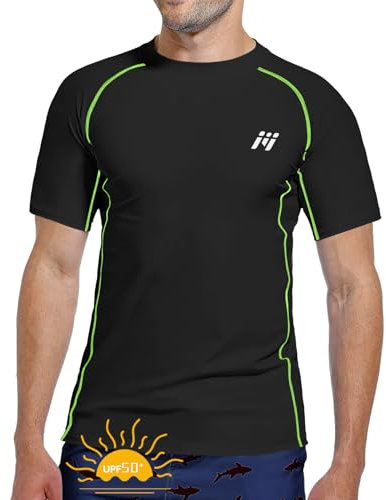 MEETWEE Camiseta Natación Hombre, UV Manga Corta/Larga Rash Guard Camiseta de Protección UPF 50＋Secado Rápido Deportes Acuáticos Surf Natación Verano
