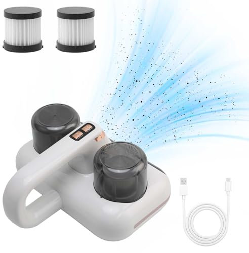 Gevvnss Aspirapolvere portatile per materasso, rimozione acari, con 2 filtri, 10 kPa, 8000 giri/min, sterilizzazione con luce UV-C e filtrazione multipla per letto, tappeto e divano, 100 W, grigio