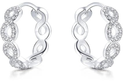 Loutade Ohrringe Silber 925 für Damen, 925 Sterling Silber Ohrringe Creolen | Hypoallergen Leichte Cubic Zirkonia 20mm Twisted Silber Huggie-Ohrringe, Unendlichkeit Gedrehte Creolen Schmuck