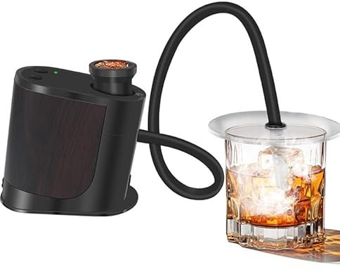 WuDLi Fumoir à Cocktail, fumoir Alimentaire, fumoir Portable, Quatre Vitesses réglables, avec 4 Types de copeaux de Bois, pour la Cuisine, Les Cocktails, la Viande, Les grillades et Le Fromage Silver