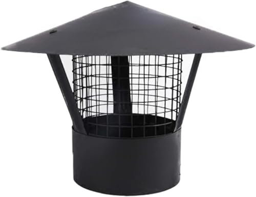 Zanotva Vogelschutz for Kaminhaube, Edelstahl 304, Schwarze Rauchrohr-Abdeckkappe, Entlüftungsoberteil, Abgasrohrende, Regen- und Schneehut, Netzschutz(135mm)