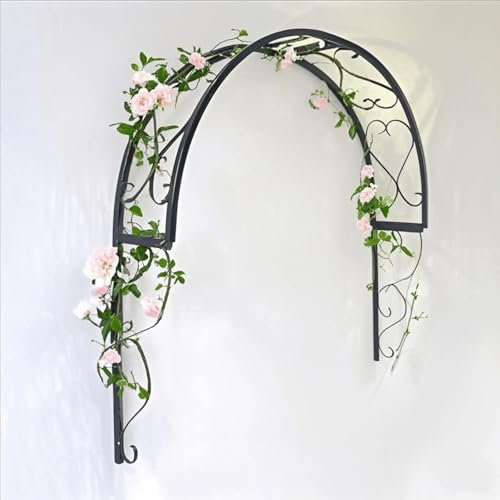 Generisch Metall Rankgerüst Gartenbogen，Wandmontiertes Rosenbogen-Spalier für Kletterpflanzen, Rosen & Outdoor-Begrünung,Stabiler rostbeständiger Gartenbogen, Wetterfeste Gartendeko