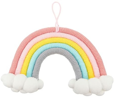 Garneck Wolken-Regenbogen-Ornament Gewebter Wandanhänger Aus Baumwolle Hängende Dekoration Für Kinderzimmer Regenbogen-wanddekoration Buntes Webornament