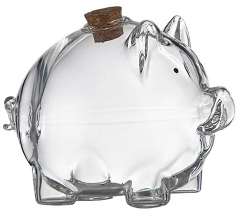 Barattolo salvadanaio decorativo a forma di maiale, salvadanaio artistico in vetro a forma di maiale, salvadanaio decorativo trasparente, elegante tavolo da toeletta o libreria per casa e regali