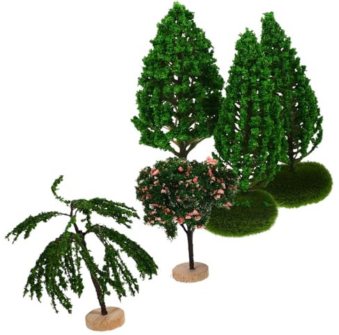 Gadpiparty Lot De 5 Figurines Miniatures d'arbre Réalistes, Décoration De Table, Plastique Solide, Multicolore, Multifonction, pour Maison De Poupée, Bureau, Jardin, Utilisation Toute L'année