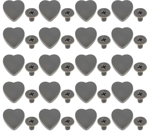 CAPASTEC 20 Set Viti Rivetti a Forma di Cuore per Cintura Abbigliamento Borsa Borse in Pelle Fai da Te Accessori Fatti a Mano Nero Chiaro