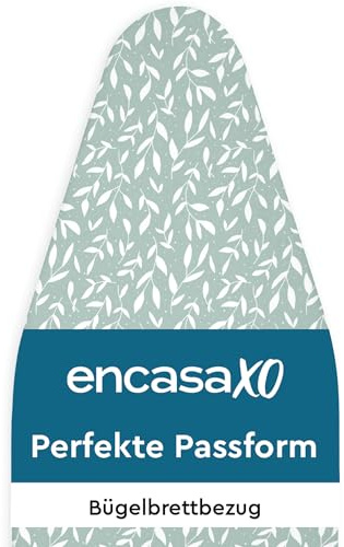 Encasa XO Funda Tabla de Planchar, Ajustable 54x18 Folleto Verde | Acolchado de Fieltro de 3 mm | Ajuste con Cordón | Resistente a Quemaduras | Superficie de Planchado Suave