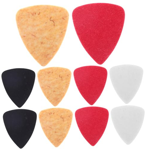 Filzplektren für Gitarre und Ukulele, Farbig Sortiert | Weicher Griff, Glatter Anschlag, Rutscharm, Angenehmer Klang, 10 Stück für Saiteninstrumente Zufällige Farbe