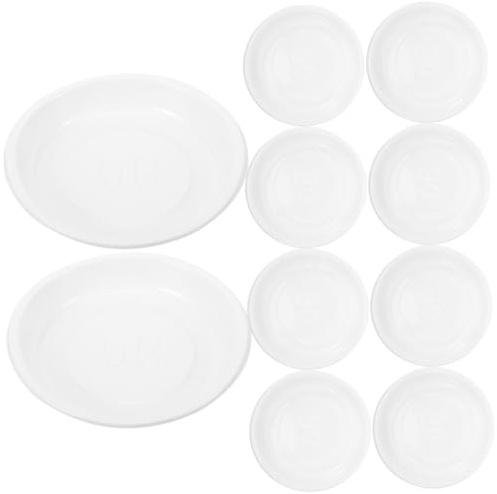 SUPVOX Lot de 10 Soucoupes Miniatures en Plastique Blanc pour Pots de Plantes D'intérieur, Diamètre 9 Cm, Plateau Récupérateur d'eau Polyvalent pour Jardinières et Fenêtres, Solide