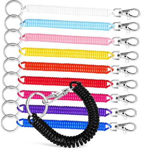 Gatuida 10 pièces Porte-clés Spirale Extensible avec Mousqueton Porte-clés à Ressort Flexible pour Trousseau Tour de Cou et Sacoche à Dos Accessoire Pratique pour Clés et Badges