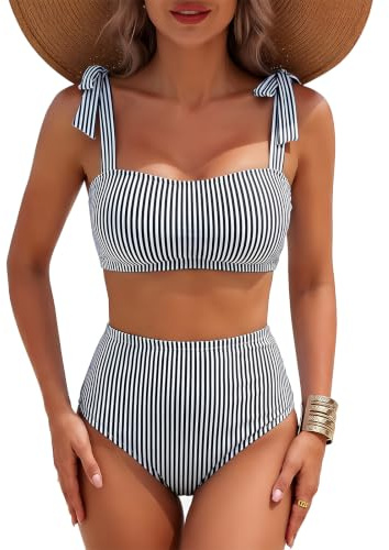 Innfttwo Bikini Sets for Women UK, High Waisted Bikini Set for Women, Tummy Control 2 Piece Swimsuit, Flattering Bathing Suit for Beach Holiday and Pool