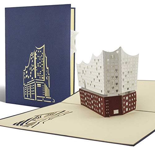 Diese-Klappkarten Elbphilharmonie, Pop-Up-Karten, Gutschein, Perfekte Verpackung als Geschenk, Reisegutschein, Souvenir, Reise nach Hamburg A06