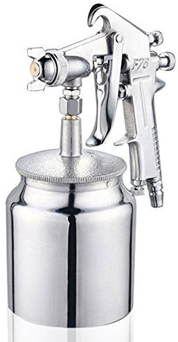 NUZAMAS Pistola de pintura en aerosol de aire de alimentación de succión 1,5mm boquilla inoxidable 400ml capacidad aerógrafo herramienta de pintura para muebles de coche pintura de mano pulverizador