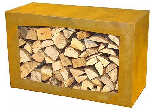 Yerd Holzbox: stabiles Kaminholz-Regal 80x50x35cm Corten-Stahl oder Stahl schwarz, verschweißt, stapelbar, verwindungs-steif (Corten-Stahl 1,6mm)