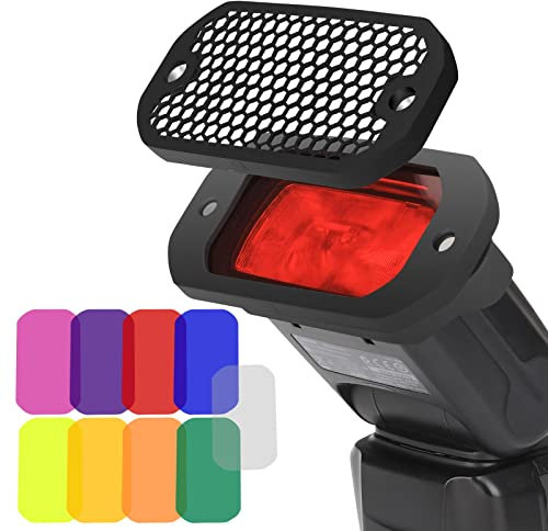 AODELAN Blitz Filter Kamerablitz Gel Beleuchtungsfilter Farbfolien Gitter und Farbiges Gel Filterset mit dem Magnetischen Stapelbaren System für Canon Nikon Sony Godox Yongnuo Speedlite