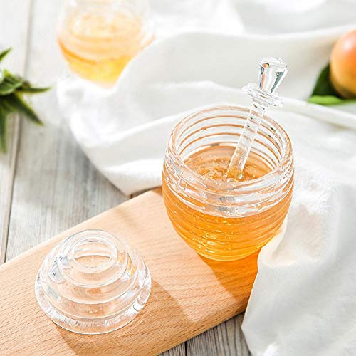 Honigglas, 265 ml Glas honigtopf mit Tropferstab Honigspender zum Aufbewahren und Abgeben von Honig