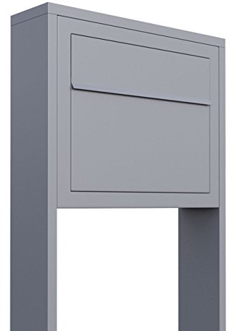 Standbriefkasten, Design Briefkasten Elegance Stand in Grau Metallic