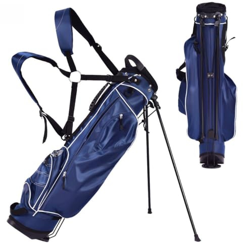COSTWAY Sac de Golf Trépied à Compartiments à 4 Voies, Sac de Transport pour Golf avec 4 Poches Zippées Sac Isotherme Bandoulière Double, pour Club de Golf (Bleu)