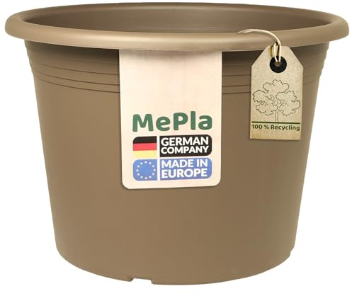 MePla Blumentopf Cilindro - runder Pflanzkübel - wetterfestes Pflanzgefäß - UV-beständiger Blumenkübel - Pflanzentopf - Kübel - Ø 40 - Taupe