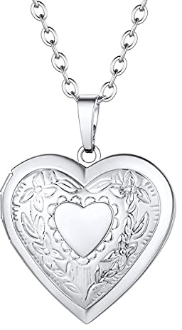 FOCALOOK Collana Personalizzata con Foto Collana Donna Medaglione Cuore Personalizzato Catena Donna Acciaio Inossidabile per Ragazza Confezione Regalo