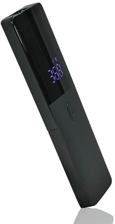 Termómetro infrarrojo sin contacto con pantalla LCD, termómetro para adulto, niño, bebé, negro, alerta de temperatura y pitido de sonido, fácil de usar.