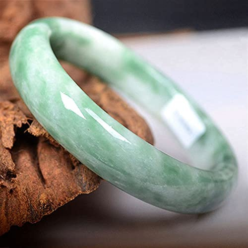 YZDKJ Natürliche grüne Jade armreif Armband echte handgeschnitzte Charme schmuck zubehör Mode Armband für männer Frauen mit Box (Gem Color : 52-54mm)