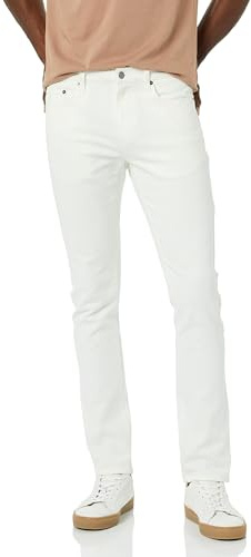 Amazon Essentials Pantalón Vaquero Elástico de Ajuste Ceñido - Colores interrumpidos Hombre, Blanco, 31W / 28L
