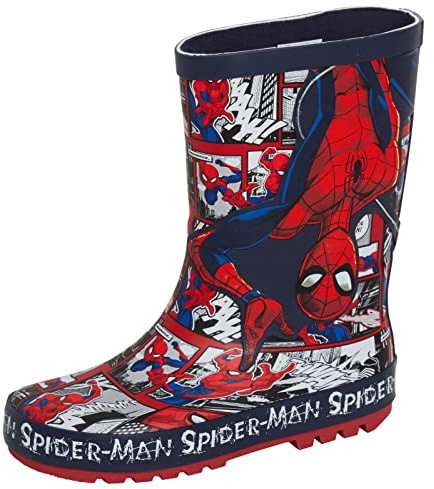 Marvel Spindelmannen Wellington stövlar barn gummi Wellingtons regnskor gummistövlar gummistövlar gummistövlar, Marinblått Xsp, 11 UK Child