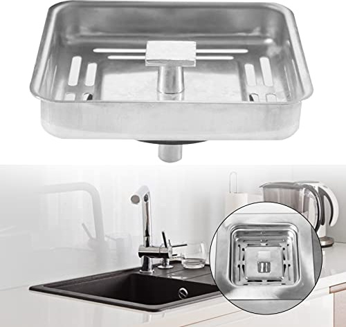 Square Sink Strainer Drainer Stainless Steel Kitchen Bathroom Sink Post Stopper Waste Plug for Home Office