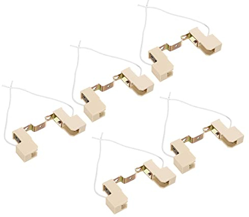PATIKIL 5-Pack R7S Sockel Keramik Lampenhalter 78mm mehrfarbig weiß | Halogen Sockel Glühbirne Basis Konverter Anschluss doppelte Ende, Mit Draht