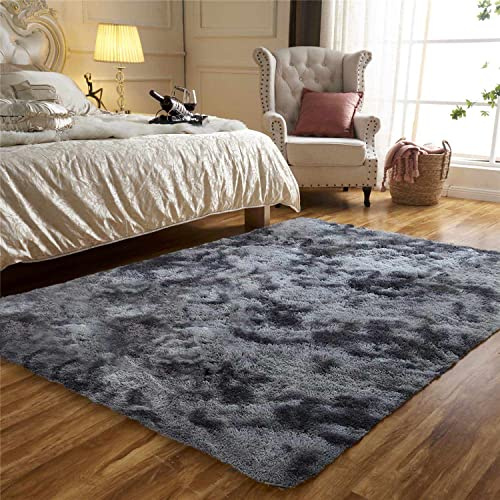 JURLEA Tappeti Soffici Tappeti per Soggiorno Tappeto Morbido Antiscivolo per Camere da Letto Moderne (80 x 120 cm, Nero Grigio)