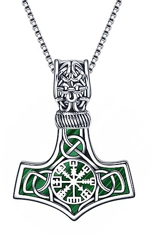 URONE Wikinger Thors Hammer Anhänger Halskette Sterling Silber Keltischer Knoten Mjölnir Nördlich Weihnachten Geburtstag Wikinger Schmuck Geschenk für Männer