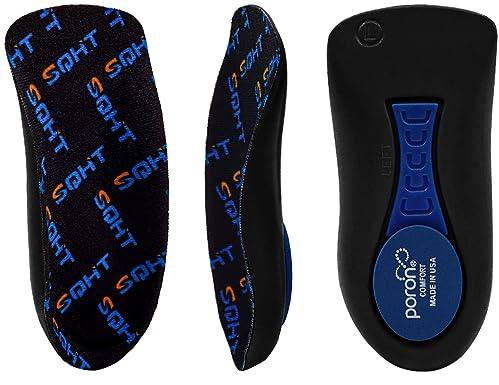 SQHT Heel Cups for Heel Pain, Heel Inserts for Heel Spurs, Plantar Fasciitis, Achilles Tendonitis Shoe Insert Provide Shock Absorption and Cushioning, 3/4 Shoe Insoles for Men