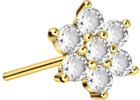 PIERCINGLINE Titan Aufsatz mit Push Pin KRISTALLBLUME OHNE Labret Stecker Piercing Ohr Helix Tragus Conch Farbauswahl