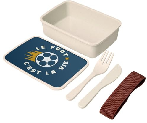 Fabulous Lunch Box - Boite à Repas avec couverts Bleu - Le Foot c'est la Vie Sport Football Ballon Equipe - 700 ml