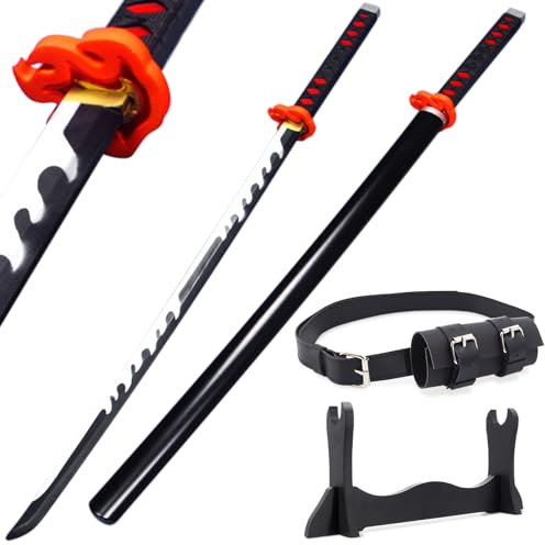 Halloween Prop Anime Cosplay Sword, 100cm Demon Nichirin Fantasy Foam Samurai Sword Fantasy Agatsuma Zenitsu Swords Satoman Tanjirou Swords for Cosplay Purpose, Anime Original Texture (Style M)