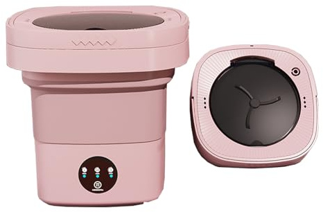 AMZTEMU 12 l bärbar tvättmaskin, minitvättmaskin, bärbar tvättmaskin – EU-kraft (rosa)