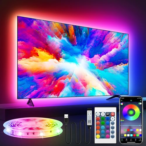 HOUHUI LED Strip 3metre RGB Streifen, Musik Sync USB Leiste, IP65 Wasserdicht Farbwechsel Lichterkette mit Fernbedienung und Bluetooth App - Flexibel Band für Party, Zuhause, TV