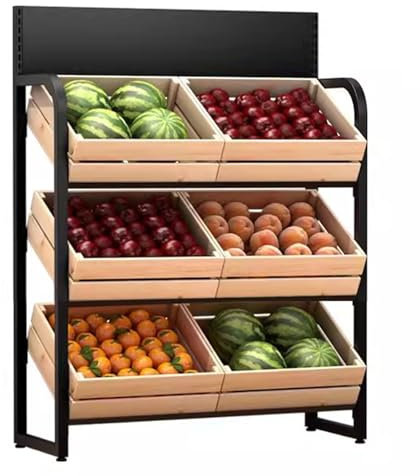 Estantes para Fruta Presente de Fruta de Madera de Servicio Pesado para Negocios, 55 Los Estantes de la Exhibición de Bocadillos de Los Supermercados de 55, Organizador de Papa Grande para la Despen
