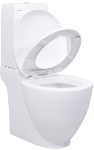 Homgoday Inodoro de cerámica con Cisterna Inodoro Completo,Inodoro de Suelo Incluye Cisterna con MecanismoTapa Amortiguada WC Retrete Blanco
